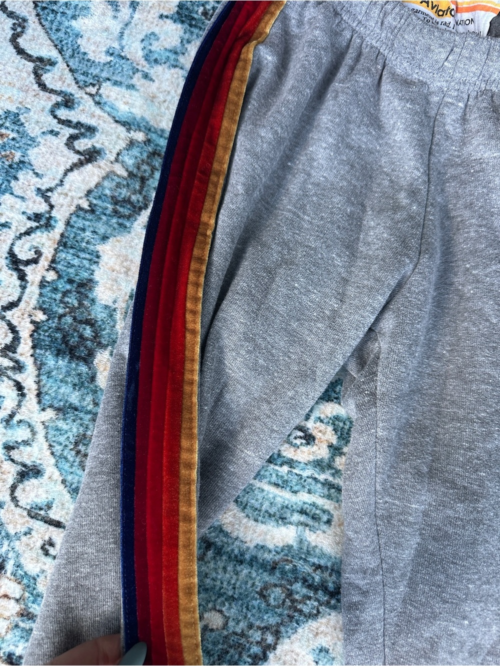 Aviator Nation Heather Gray Joggers with Rainbow Side Stripe - Picture 2 of 4